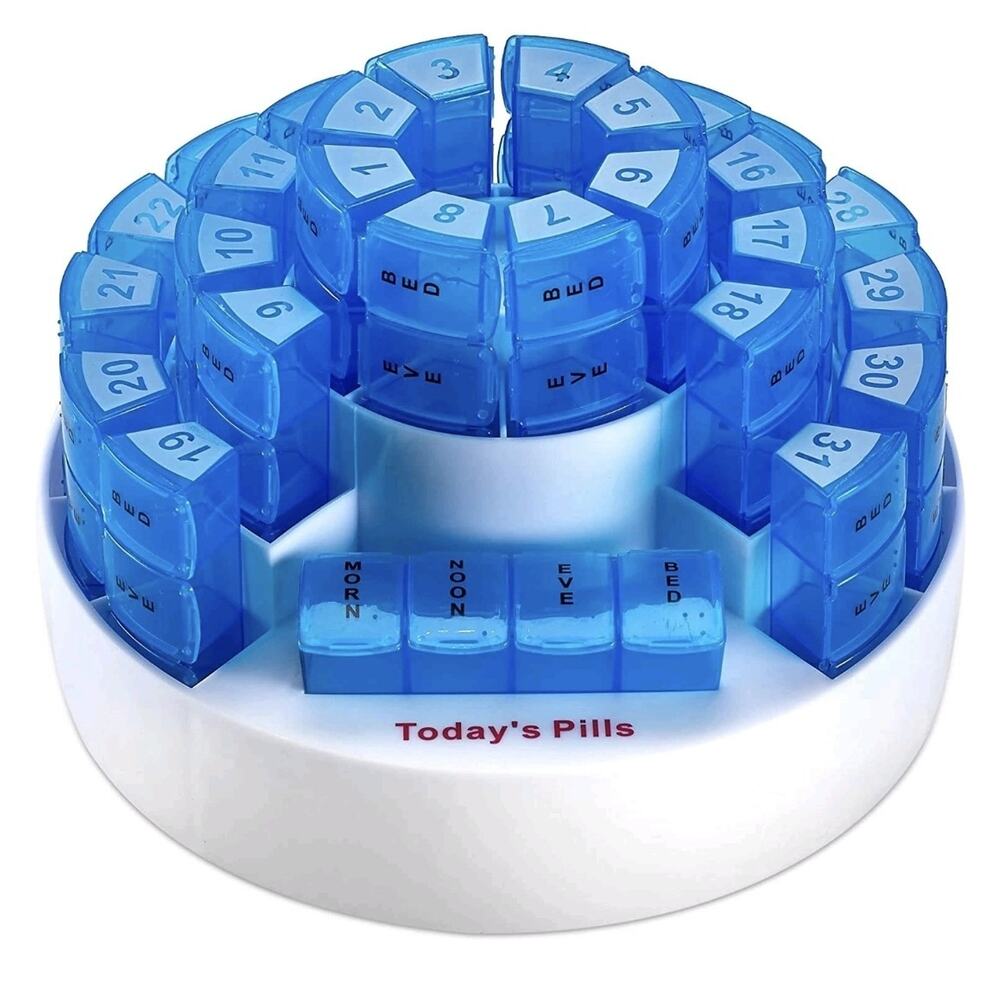 Monthly Pill Box by - Smart Prescription Organization with Multiple Daily Doses